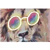 Canvas Home ESPRIT Blue Orange Light Pink Leopard Lion Modern 84 x 4 x 84 cm (2 Units)