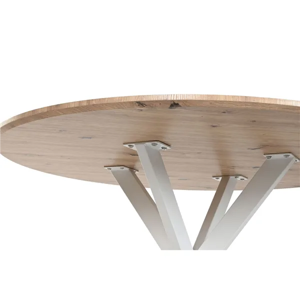 Dining Table Home ESPRIT White Brown Iron MDF Wood 120 x 120 x 75 cm