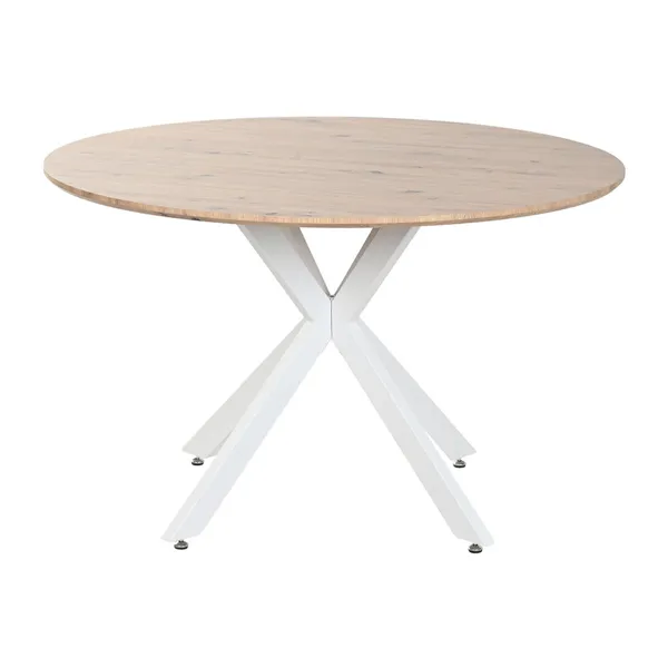 Dining Table Home ESPRIT White Brown Iron MDF Wood 120 x 120 x 75 cm