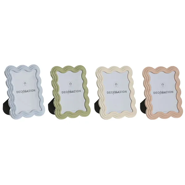 Photo frame Home ESPRIT Blue White Green Pink Crystal ABS Scandinavian (4 Units)
