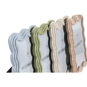 Photo frame Home ESPRIT Blue White Green Pink Crystal ABS Scandinavian (4 Units)