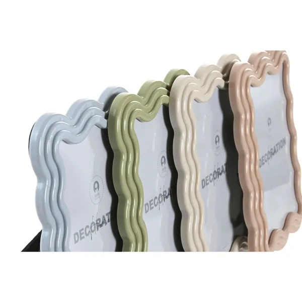 Photo frame Home ESPRIT Blue White Green Pink Crystal ABS Scandinavian (4 Units)