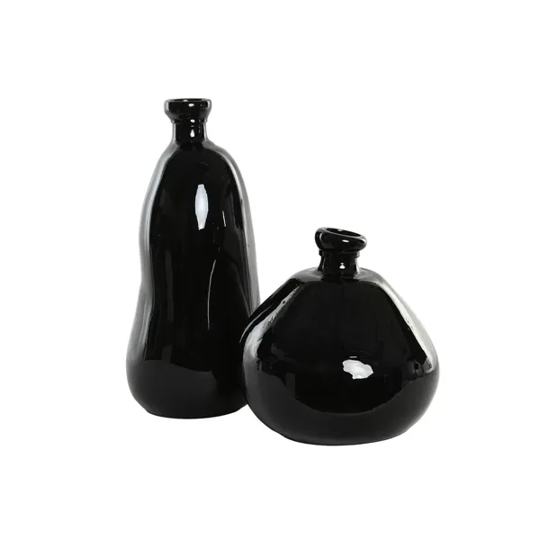 Vase Home ESPRIT Black Recycled glass 22 x 22 x 51 cm