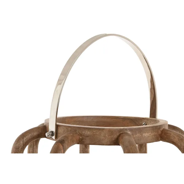Candleholder Home ESPRIT Brown Silver Crystal Mango wood 30 x 30 x 53 cm