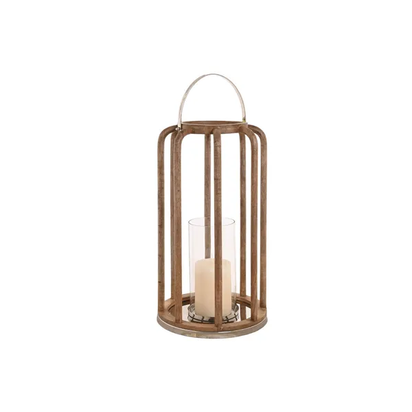 Candleholder Home ESPRIT Brown Silver Crystal Mango wood 30 x 30 x 53 cm