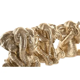 Decorative Figure Home ESPRIT Golden Elephant 13 x 12 x 14 cm (3 Units)