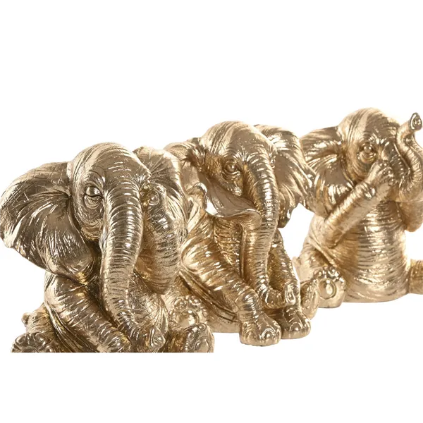 Decorative Figure Home ESPRIT Golden Elephant 13 x 12 x 14 cm (3 Units)