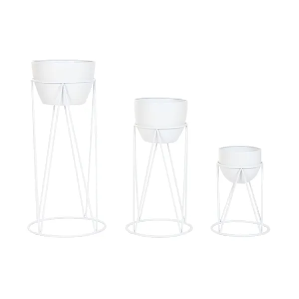 Planter Home ESPRIT White Metal Urban 38 x 38 x 80 cm (3 Pieces)