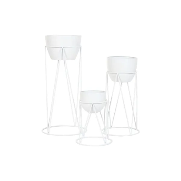 Planter Home ESPRIT White Metal Urban 38 x 38 x 80 cm (3 Pieces)