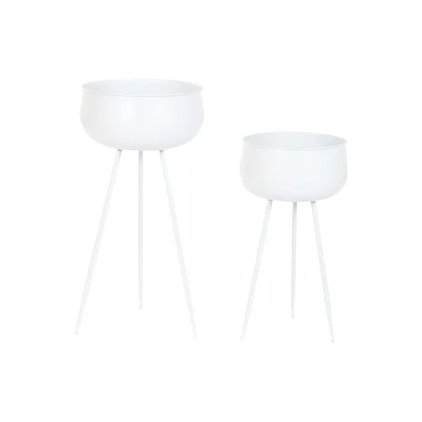 Planter Home ESPRIT White Metal Urban 34 x 34 x 70 cm (2 Pieces)