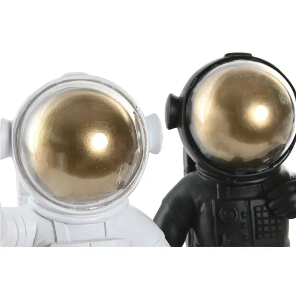 Decorative Figure Home ESPRIT White Black Golden Astronaut 20 x 13 x 27 cm (2 Units)