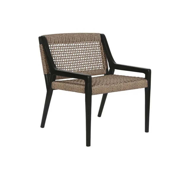 Armchair Home ESPRIT Black Teak Synthetic fibre 65 X 62 X 72 CM