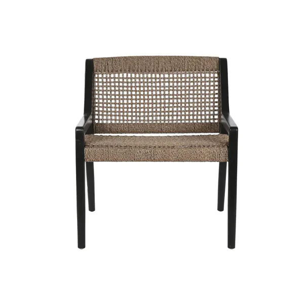 Armchair Home ESPRIT Black Teak Synthetic fibre 65 X 62 X 72 CM