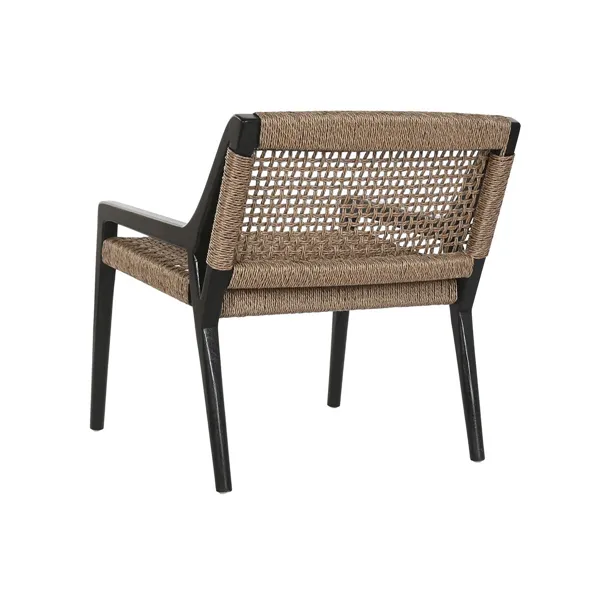 Armchair Home ESPRIT Black Teak Synthetic fibre 65 X 62 X 72 CM