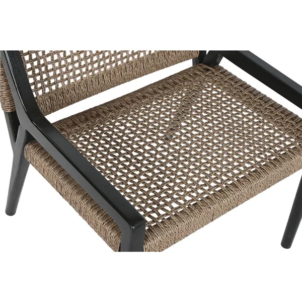 Armchair Home ESPRIT Black Teak Synthetic fibre 65 X 62 X 72 CM