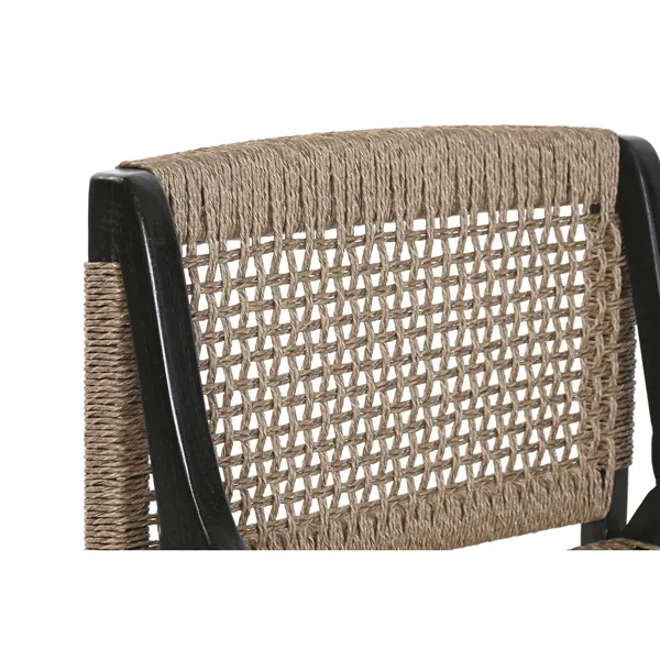 Armchair Home ESPRIT Black Teak Synthetic fibre 65 X 62 X 72 CM