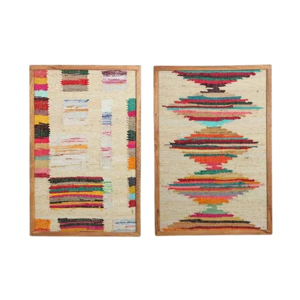 Painting Home ESPRIT Cotton Acacia 60 x 3 x 90 cm (2 Units)