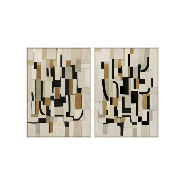 Canvas Home ESPRIT White Black Abstract Urban 100 x 4 x 140 cm (2 Units)
