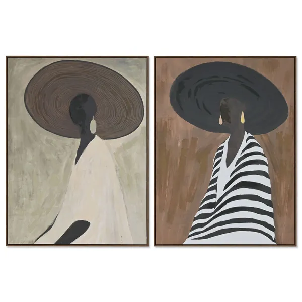 Canvas Home ESPRIT White Brown Hat Modern 90 x 4 x 120 cm (2 Units)