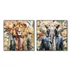 Canvas Home ESPRIT Elephant Lion Modern 102 X 4 X 102 CM (2 Units)