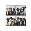 Canvas Home ESPRIT White Black Dog Loft Lacquered 62 X 3 X 62 CM (4 Units)
