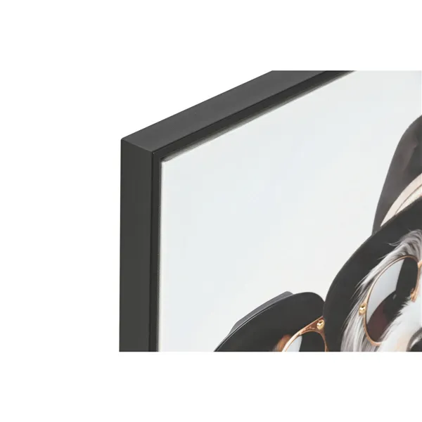 Canvas Home ESPRIT White Black Dog Loft Lacquered 62 X 3 X 62 CM (4 Units)