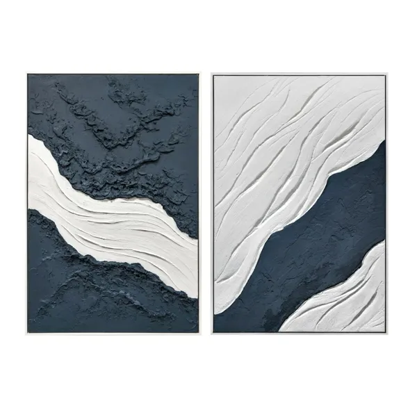 Canvas Home ESPRIT Blue White Modern 83 x 4 x 123 cm (2 Units)