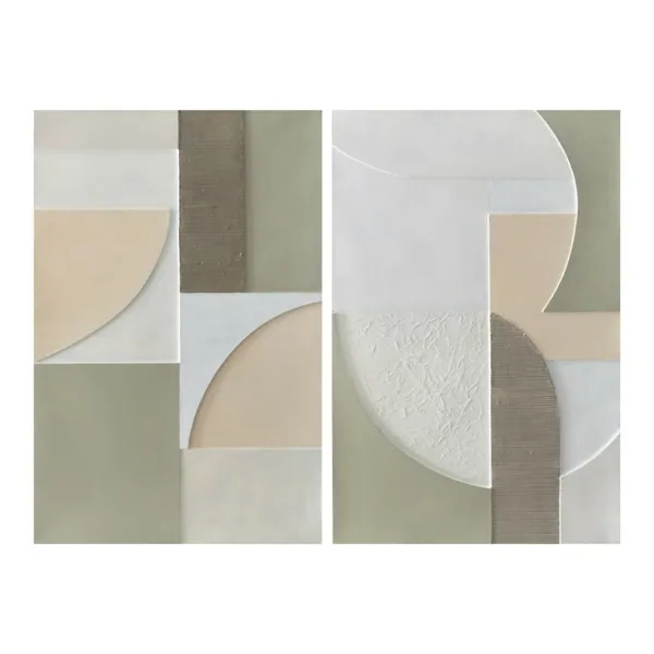 Canvas Home ESPRIT White Green Abstract Urban 80 x 3,5 x 120 cm (2 Units)