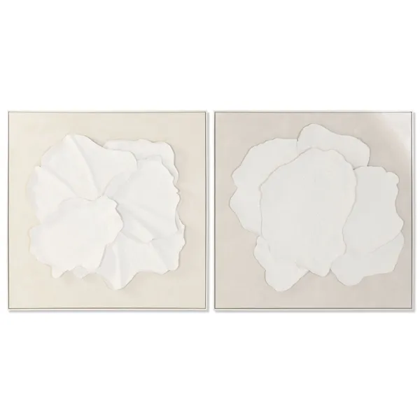Canvas Home ESPRIT White Beige Abstract Scandinavian 102,5 X 4,5 X 102,5 CM (2 Units)