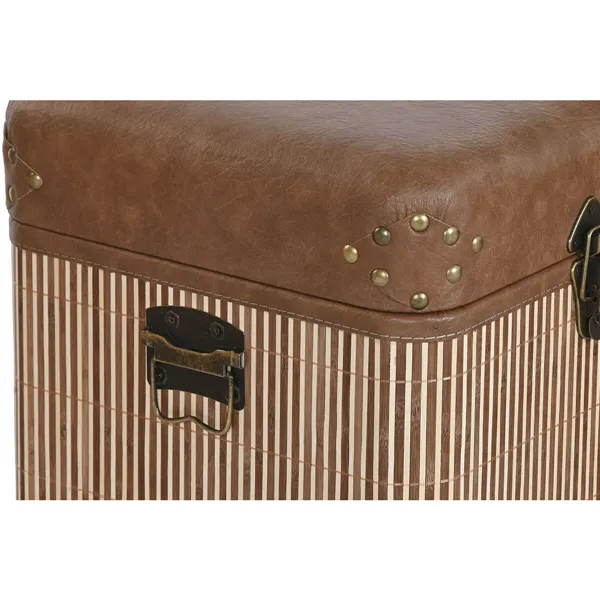 Set of Chests Home ESPRIT Brown Natural Polyurethane Bamboo Oriental 80 x 40 x 44 cm 80 x 40 x 45 cm (3 Units)
