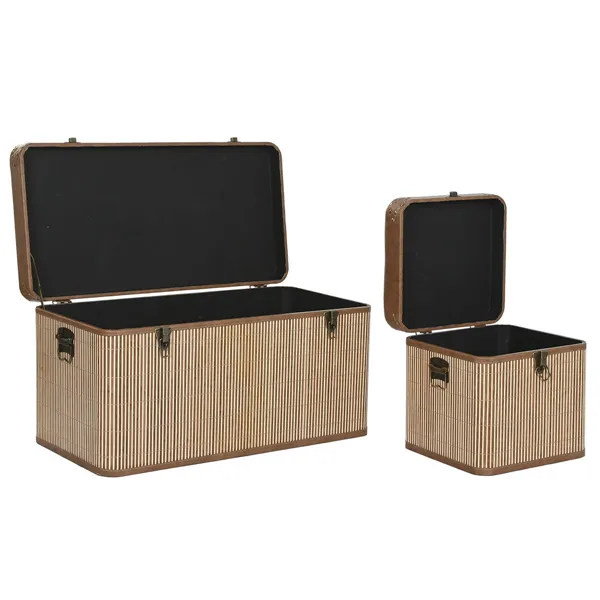 Set of Chests Home ESPRIT Brown Natural Polyurethane Bamboo Oriental 80 x 40 x 44 cm 80 x 40 x 45 cm (3 Units)