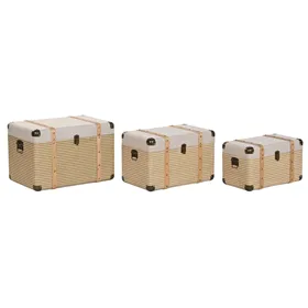 Set of Chests Home ESPRIT Natural Polyester Wood Traditional (3 Units)