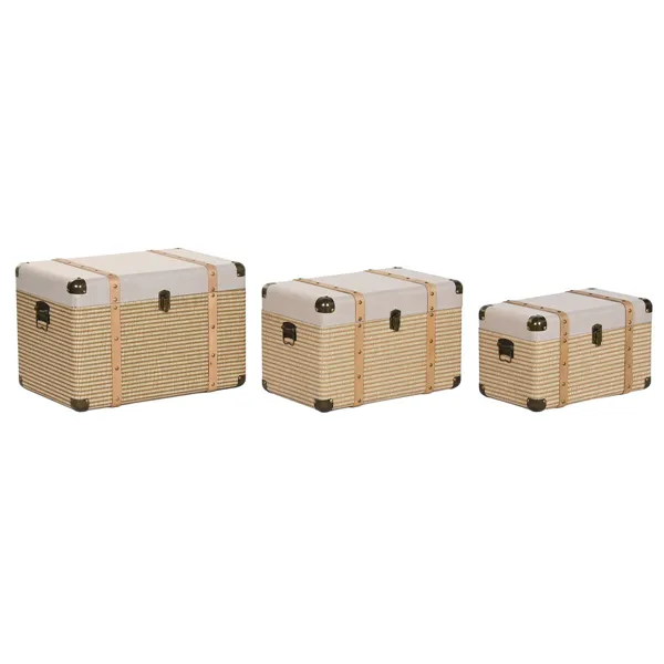 Set of Chests Home ESPRIT Natural Polyester Wood Traditional (3 Units)