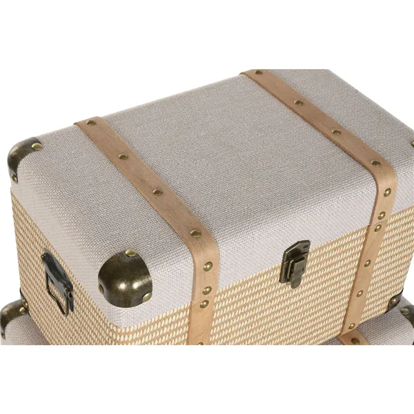 Set of Chests Home ESPRIT Natural Polyester Wood Traditional (3 Units)