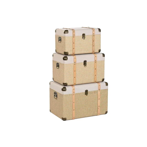 Set of Chests Home ESPRIT Natural Polyester Wood Traditional (3 Units)