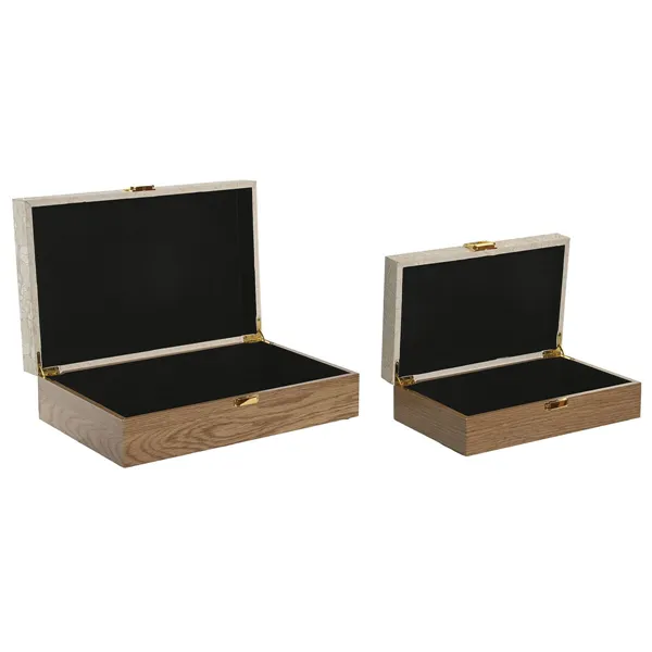 Jewelry box Home ESPRIT White Natural Wood (2 Units)