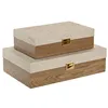 Jewelry box Home ESPRIT White Natural Wood (2 Units)