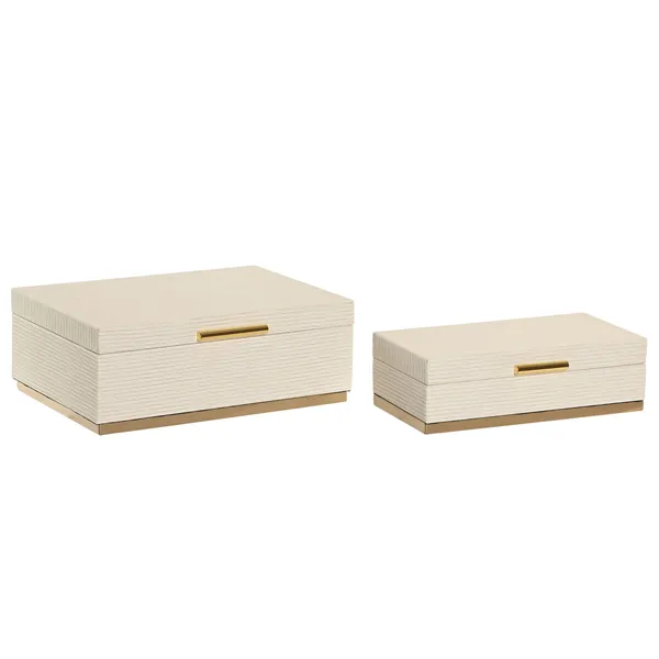 Jewelry box Home ESPRIT White Golden Wood (2 Units)