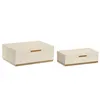 Jewelry box Home ESPRIT White Golden Wood (2 Units)