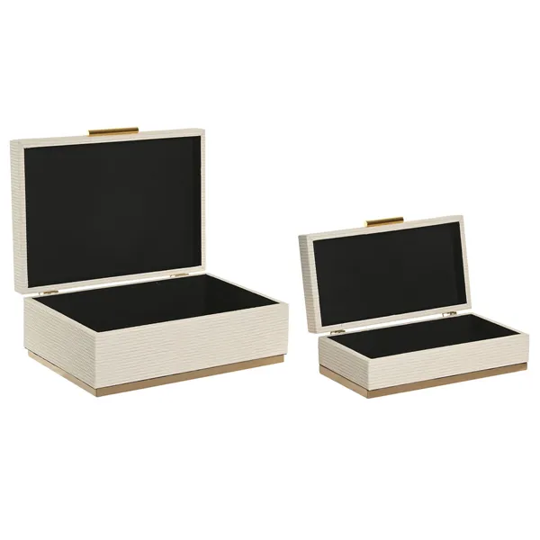 Jewelry box Home ESPRIT White Golden Wood (2 Units)