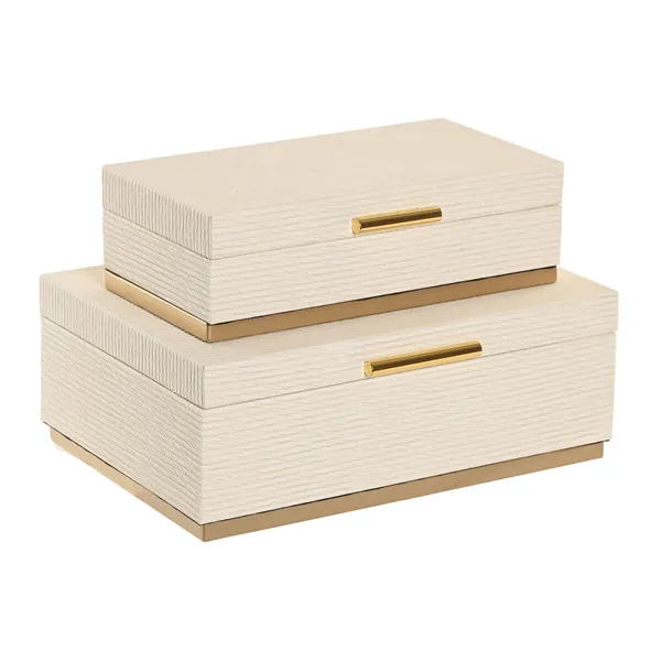 Jewelry box Home ESPRIT White Golden Wood (2 Units)
