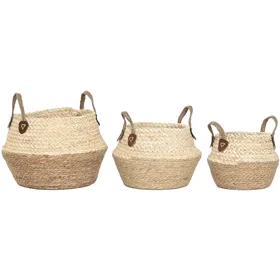 Decorative box Home ESPRIT Natural Natural Fibre (3 Pieces)
