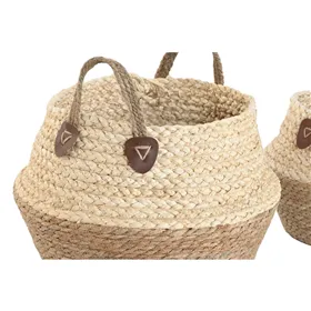 Decorative box Home ESPRIT Natural Natural Fibre (3 Pieces)