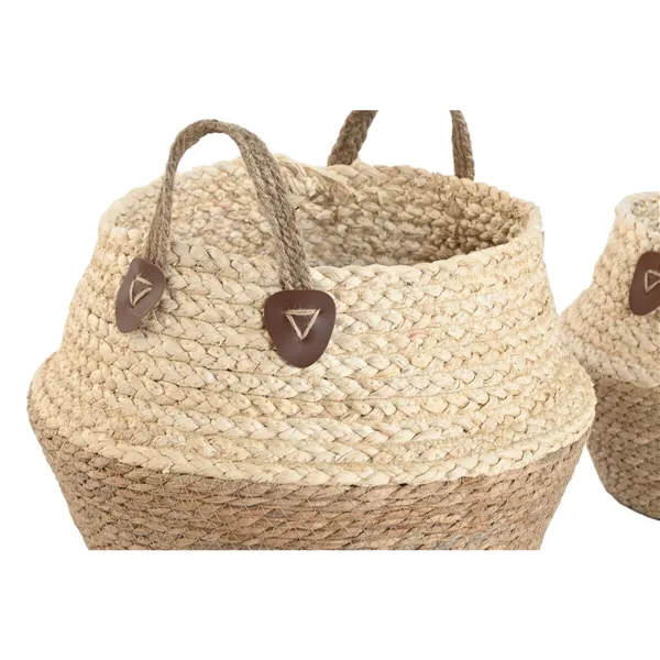 Decorative box Home ESPRIT Natural Natural Fibre (3 Pieces)