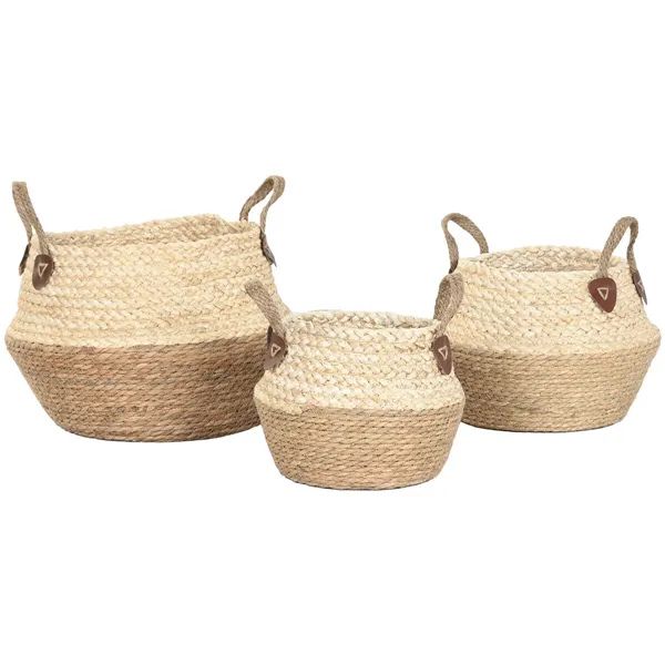 Decorative box Home ESPRIT Natural Natural Fibre (3 Pieces)