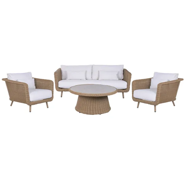 Garden sofa Home ESPRIT White Natural 188 X 89 X 65 CM