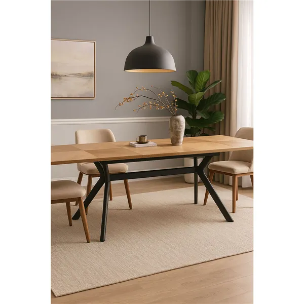 Dining Table Home ESPRIT Brown Black Metal MDF Wood 220 x 100 x 75 cm