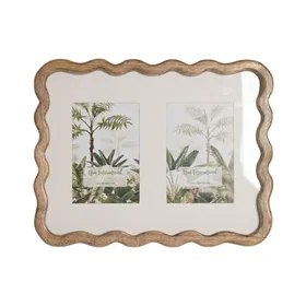 Photo frame Home ESPRIT White Brown Natural Crystal Mango wood Urban