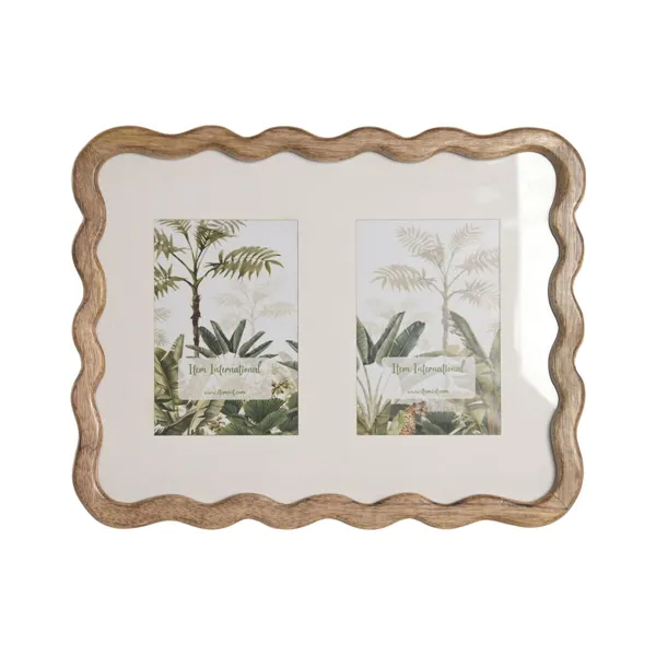 Photo frame Home ESPRIT White Brown Natural Crystal Mango wood Urban