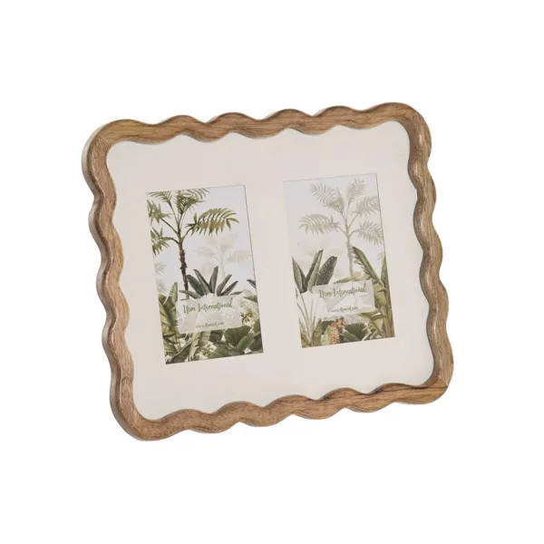 Photo frame Home ESPRIT White Brown Natural Crystal Mango wood Urban